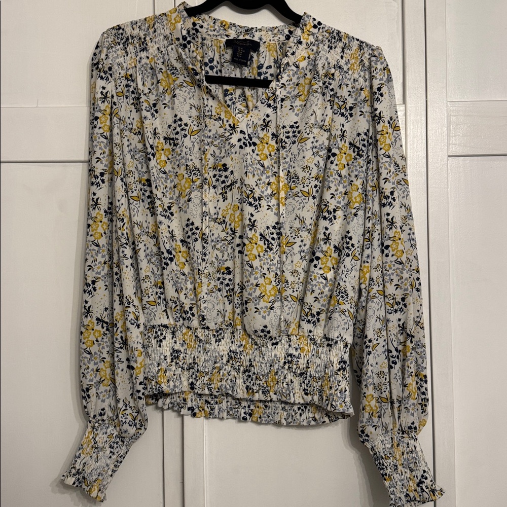 RACHEL Rachel Roy Floral Blouse in Yellow and Blue